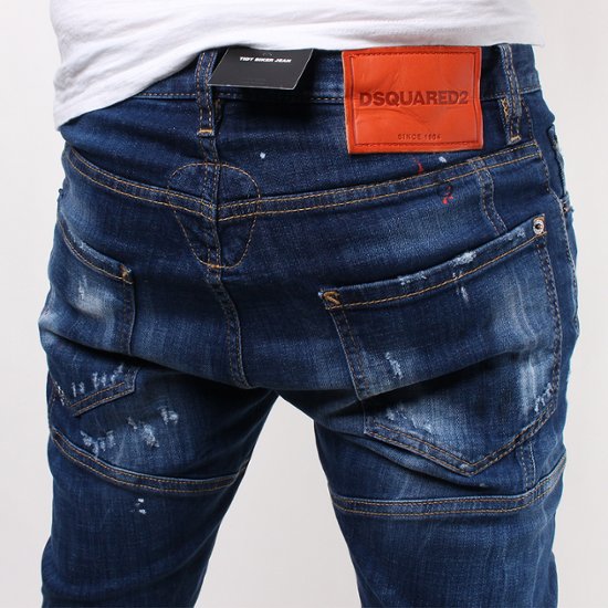 DSQUARED2 ディースクエアード ジーンズ TIDY BIKER JEAN  ブルー ダメージ加工 ペインティング S74LB0594画像