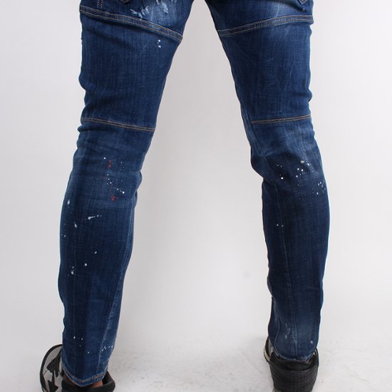 DSQUARED2 ディースクエアード ジーンズ TIDY BIKER JEAN  ブルー ダメージ加工 ペインティング S74LB0594画像