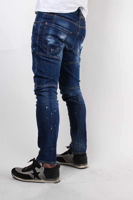 DSQUARED2 ディースクエアード ジーンズ TIDY BIKER JEAN  ブルー ダメージ加工 ペインティング S74LB0594画像