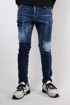 DSQUARED2 ディースクエアード ジーンズ SEXY TWIST JEANS  ブルー ダメージ加工 ペインティング S74LB0596の画像