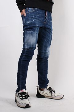 DSQUARED2 ディースクエアード ジーンズ SEXY TWIST JEANS  ブルー ダメージ加工 ペインティング S74LB0596画像