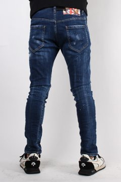 DSQUARED2 ディースクエアード ジーンズ SEXY TWIST JEANS  ブルー ダメージ加工 ペインティング S74LB0596画像