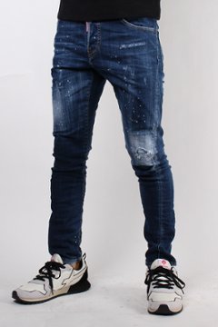 DSQUARED2 ディースクエアード ジーンズ SEXY TWIST JEANS  ブルー ダメージ加工 ペインティング S74LB0596画像