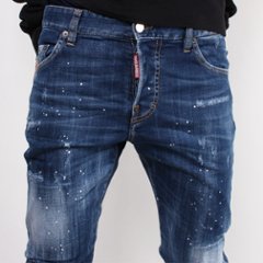 DSQUARED2 ディースクエアード ジーンズ SEXY TWIST JEANS  ブルー ダメージ加工 ペインティング S74LB0596画像