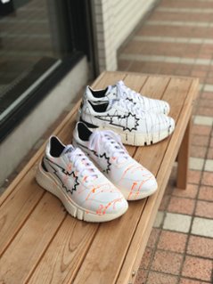 URBAN SUN アーバンサン PAUL590 ホワイト×ブラック ペインティング メンズ イタリア ダッドスニーカー画像