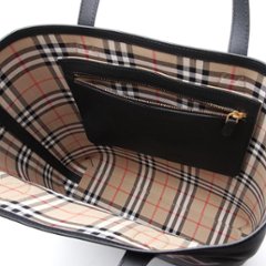 BURBERRY バーバリー トートバッグ ブラック レザー メンズ 4074300 目玉商品 ラスト1点画像