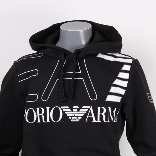 EMPORIO ARMANI EA7 エンポリオアルマーニ イーエーセブン パーカー ブラック フロントプリント画像