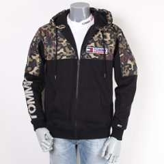 TOMMYJEANS トミージーンズ ジップアップフーディー 迷彩 ブラックの画像