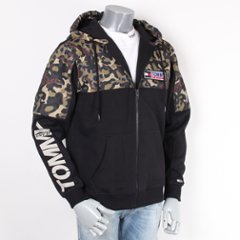 TOMMYJEANS トミージーンズ ジップアップフーディー 迷彩 ブラック画像