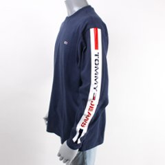 TOMMYJEANS トミージーンズ ロングスリーブ ロゴテープ ロンT ネイビー画像