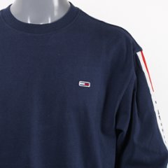 TOMMYJEANS トミージーンズ ロングスリーブ ロゴテープ ロンT ネイビー画像