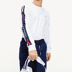 TOMMYJEANS トミージーンズ ロングスリーブ ロゴテープ ロンT ホワイト画像