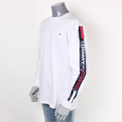 TOMMYJEANS トミージーンズ ロングスリーブ ロゴテープ ロンT ホワイト画像