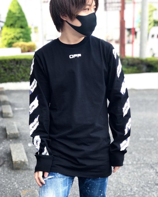 Off-White オフホワイト ブラック エアポート ロング スリーブ T シャツ画像