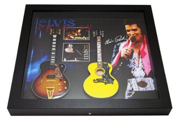 エルヴィス プレスリー ELVIS PRESLEY ミニチュア楽器 ギター 卓上 壁掛け 額装 額縁 セットの画像