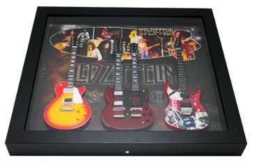 レッドツェッペリン LED ZEPPELIN ミニチュア楽器 ギター 卓上 壁掛け 額装 額縁 セットの画像