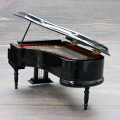 ミニチュア楽器 グランドピアノ ブラック 全長18cm 専用ケース付き 画像