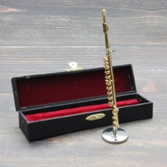 ミニチュア楽器 1/6スケール フルート ゴールド 専用ケース＆スタンド付き の画像