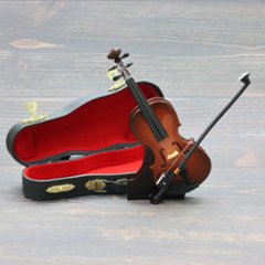 ミニチュア楽器 チェロ 全長23cm 専用ケース＆スタンド付きの画像
