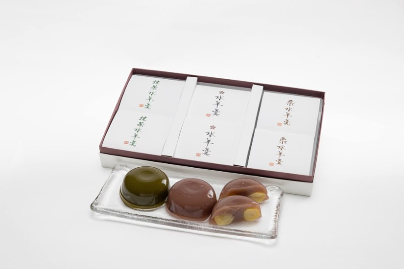 水羊羹・抹茶水羊羹 ・栗水羊羹化粧箱6個入画像