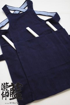 【藍染】＜龍虎＞　腹掛　一重織刺子（遠州正藍染）画像