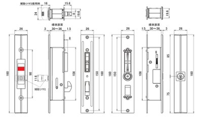 ＨＩＮＡＫＡ　日中製作所　ＳＥＰＡ　玄関引違戸錠　ＧＡ−９００ＤＸ−Ｂ 塗装ブロンズ画像