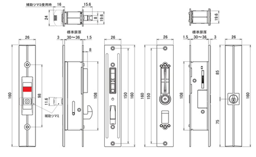 ＨＩＮＡＫＡ　日中製作所　ＳＥＰＡ　玄関引違戸錠　ＧＡ−９００ＤＸ−Ｂ 塗装ブロンズ画像