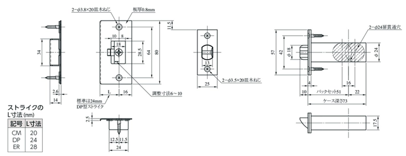 美和ロック ＭＩＷＡ レバーハンドル ＺＬＴ９０１ 空錠 アルミ合金製 アルミブラック（ＢＫ） 室内用 丸座 チューブラ錠画像