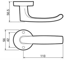 ゲート ＧＡＴＥ レバーハンドル ＭＪレバー ＭＪＬ−２４−１Ｍ−Ｎ 空錠 ニッケル バックセット５０ｍｍ・６０ｍｍ画像