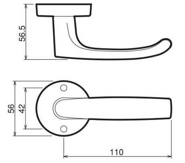 ゲート ＧＡＴＥ レバーハンドル ＭＪレバー ＭＪＬ−２４−１Ｍ−Ｎ 空錠 ニッケル バックセット５０ｍｍ・６０ｍｍ画像