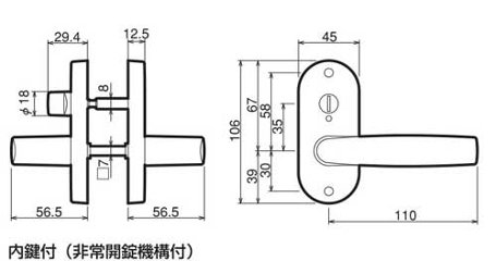 ゲート ＧＡＴＥ レバーハンドル ＭＪレバー ＭＪＬ−２４−４Ｋ−Ｎ 空錠 ニッケル バックセット５０ｍｍ・６０ｍｍ画像