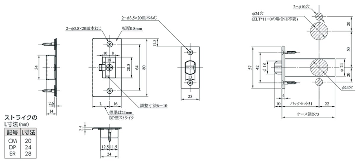 美和ロック ＭＩＷＡ レバーハンドル ＺＬＴ９０１１１−８ 表示錠 アルミブラック（ＢＫ） 室内用 小判座 チューブラ錠　１個　送料無料画像