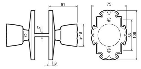 川口技研 ＧＩＫＥＮ 取替ドアノブ 宮殿１号 空錠 バックセット６５ｍｍ画像