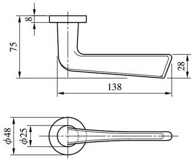 美和ロック ＭＩＷＡ レバーハンドル ＬＯ５１ 空錠 ステンレス製 バックセット５１ｍｍ・６４ｍｍ 扉厚３３－４１ｍｍ用 1組 送料無料画像