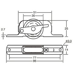 ポスト投函 ８個まで ＦＡＳＷ−ＱＢＡ　鉄枠ベアリング入り防音調整Ｖ戸車 ３０ｍｍ 画像