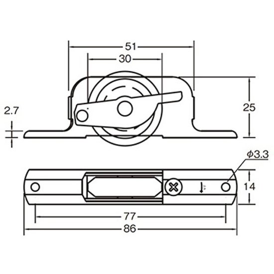 ポスト投函 ８個まで ＦＡＳＷ−ＱＢＡ　鉄枠ベアリング入り防音調整Ｖ戸車 ３０ｍｍ 画像