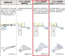 美和ロック ＭＩＷＡ ドアクローザー Ｍ６１２ＰＳＡ メタリックチャコール（ＭＣ）パラレル型ストップ付Ａ型ブラケット画像