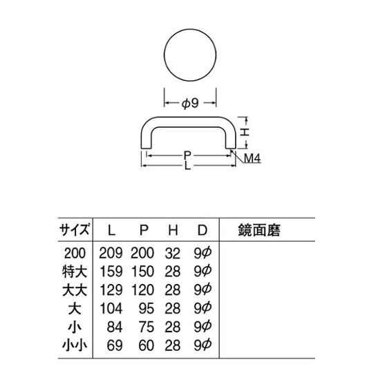 白熊印　ＷＢ　シロクマ　ＳＴ−３０　ステン９Φ丸棒ハンドル　鏡面磨画像