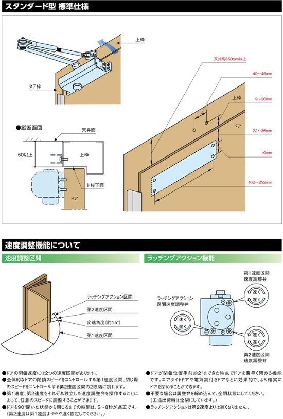 リョービ ＲＹＯＢＩ 取替用ドアクローザー Ｓ−２０３ スタンダード型 シルバー画像