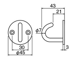シロクマ 白熊 ＳＴ－２６７ ステン丸座フックＵ形 ソフトミラー画像