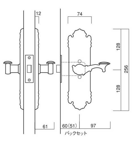 長沢製作所 古代 装飾空錠 セントリー５号 標準扉厚３０〜４５mm ２１１０２ＧＢ画像