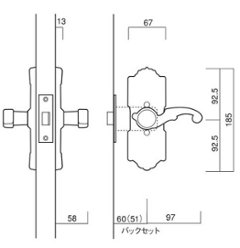 長沢製作所 古代 装飾空錠 エンプレス３号 標準扉厚３０〜４５mm ２１０６２ＧＢ画像