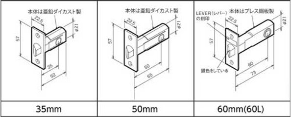 川口技研 GIKENレバーハンドル ホームレバー ＨＬ－１Ｎ 空錠 ニッケル バックセット３５・５０・６０ｍｍ画像