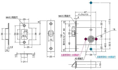 株式会社シロクマ レバーハンドル ビエント ＳＬ－３５１－ Ｒ－ＧＦ 丸座付 ケース空錠 バックセット５１ｍｍ 扉厚３０－４３mm画像