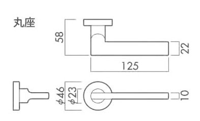 川口技研 ＧＩＫＥＮ ＺＢレバーハンドル つや消しブラック ＬＳ−６２Ａ−１Ｍ−ＺＢ 丸座空錠 バックセット５１ｍｍ画像