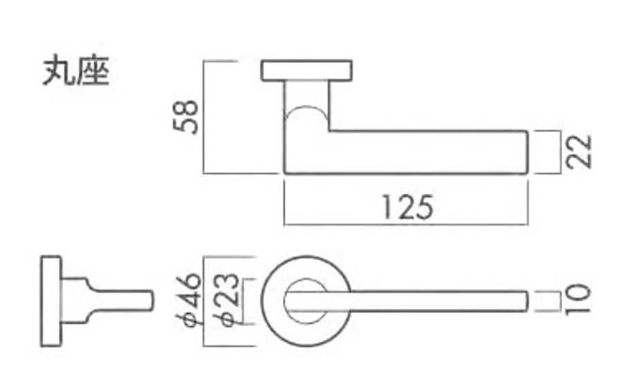 川口技研 ＧＩＫＥＮ ＺＢレバーハンドル つや消しブラック ＬＳ−６２Ａ−１Ｍ−ＺＢ 丸座空錠 バックセット５１ｍｍ画像