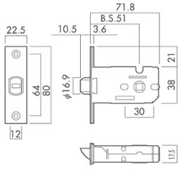 川口技研 ＧＩＫＥＮ ＺＢレバーハンドル つや消しブラック ＬＳ−６２Ａ−１Ｍ−ＺＢ 丸座空錠 バックセット５１ｍｍ画像