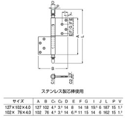 ＷＢ白熊印　シロクマ　ＢＢ−１０６　バルカン異形旗丁番　左右兼用タイプ画像