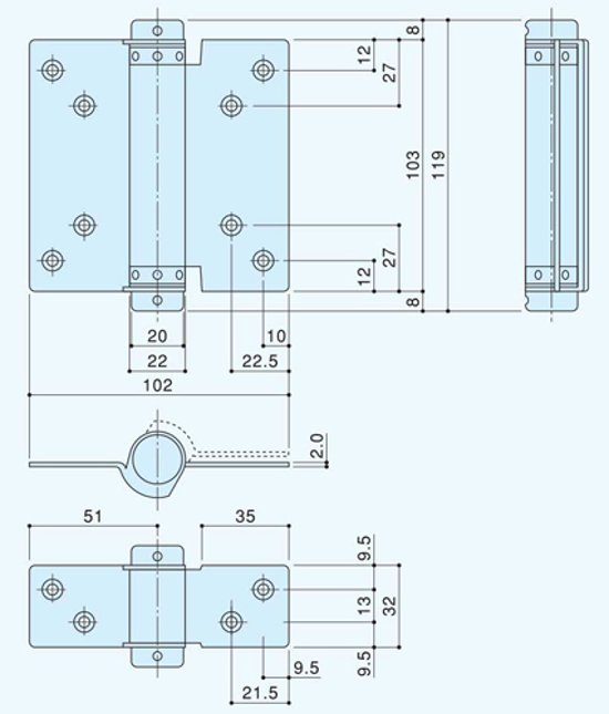 アトラス ＡＴＬＡＳ ＃９２４ 面付ラバトリーヒンジ　送料無料画像