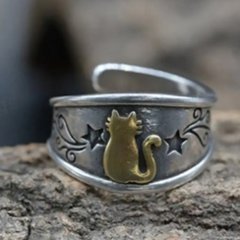 星と猫リングの画像